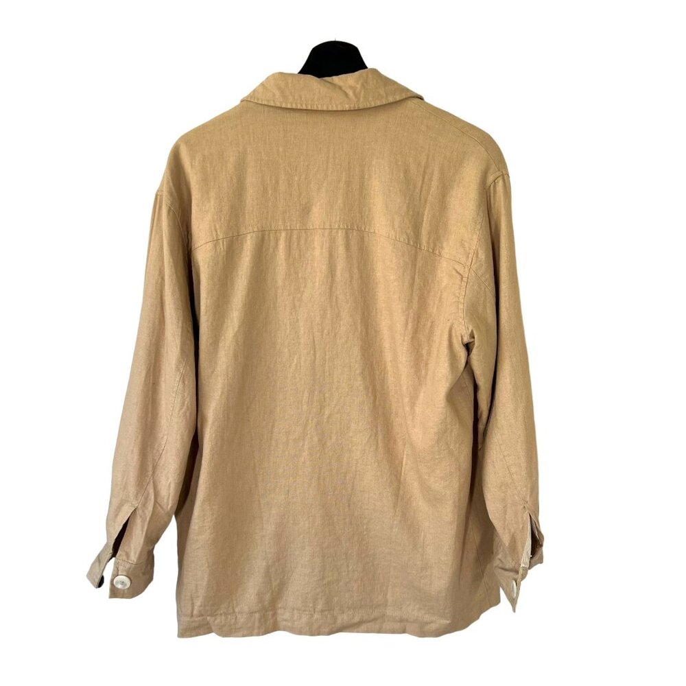 Zara Cream Linen Button Up Shacket Medium - Picture 2 of 7